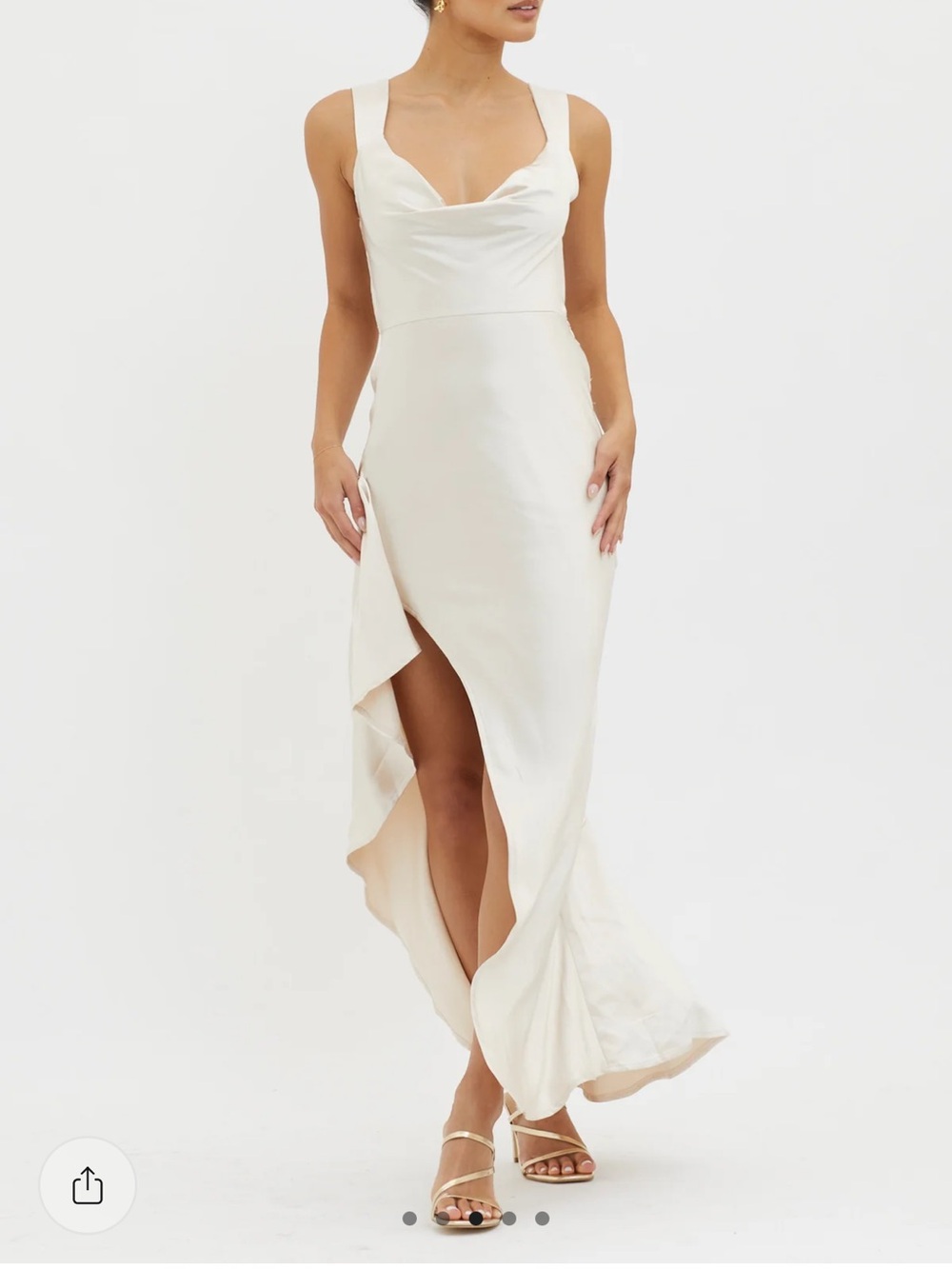 Selfie Leslie Cream High-Low Cowl Neck Maxi Dress